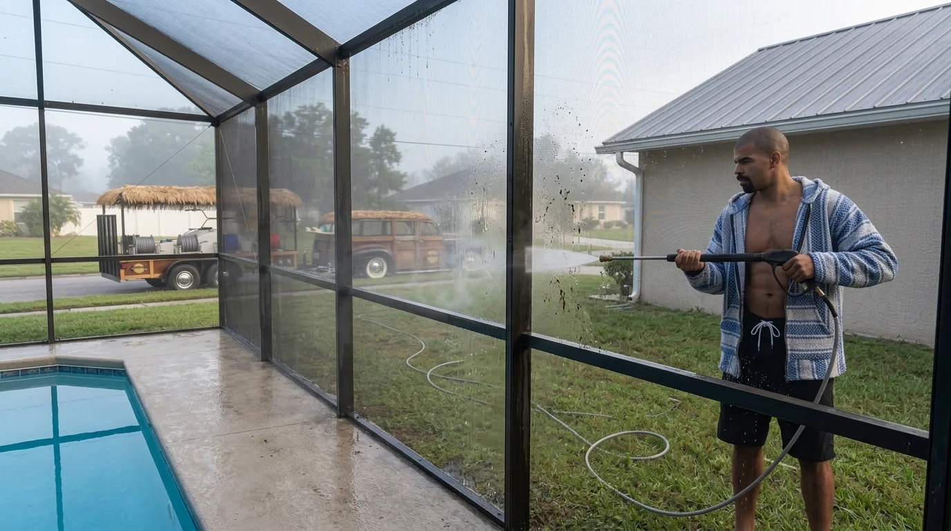 Naples Pool Cage Pressure Washing